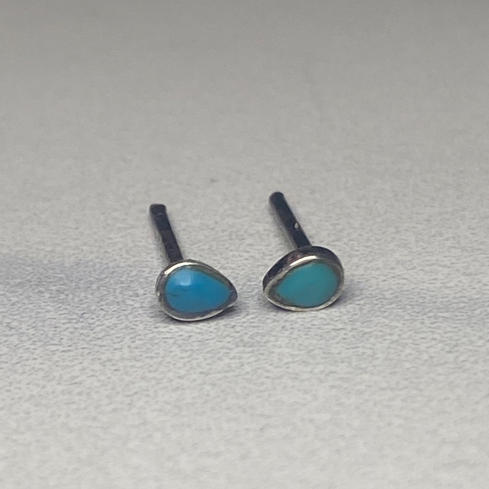 Sterling Silver and Blue Micro Stud Earrings